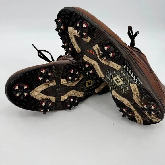 FOOTJOY Contour Series Brown Leather Golf Shoes with Spikes Size 10W 10 54193