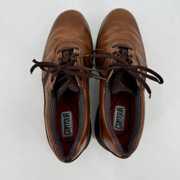 FOOTJOY Contour Series Brown Leather Golf Shoes with Spikes Size 10W 10 54193