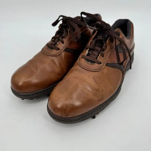 FOOTJOY Contour Series Brown Leather Golf Shoes with Spikes Size 10W 10 54193