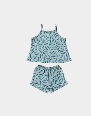 Gauze Tank and Short Set in Herb