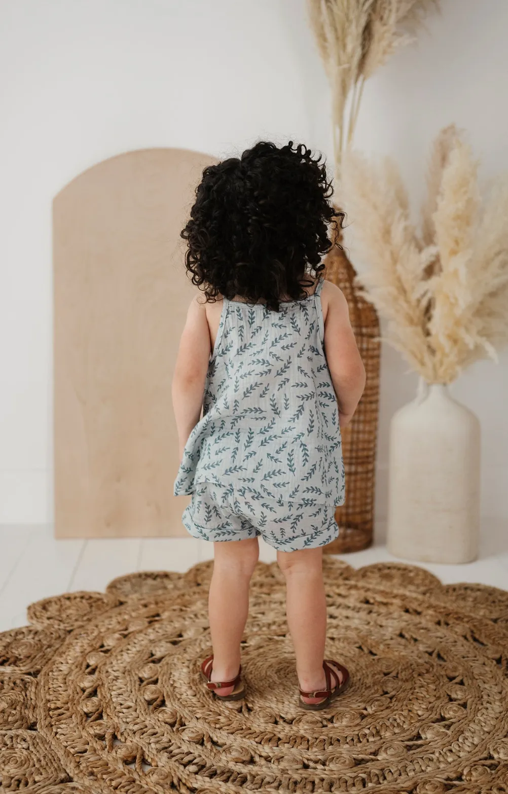 Gauze Tank and Short Set in Herb