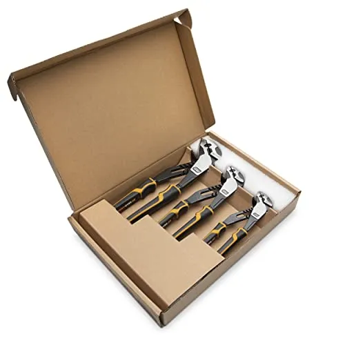 GEARWRENCH 8", 10”, & 12” PITBULL K9 Straight Jaw Dual Material Tongue and Groove Pliers Set - 82205CAZ