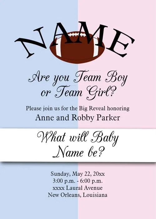 GENDER REVEAL PINK AND BLUE SPORTS BALLS CUSTOM INVITATION