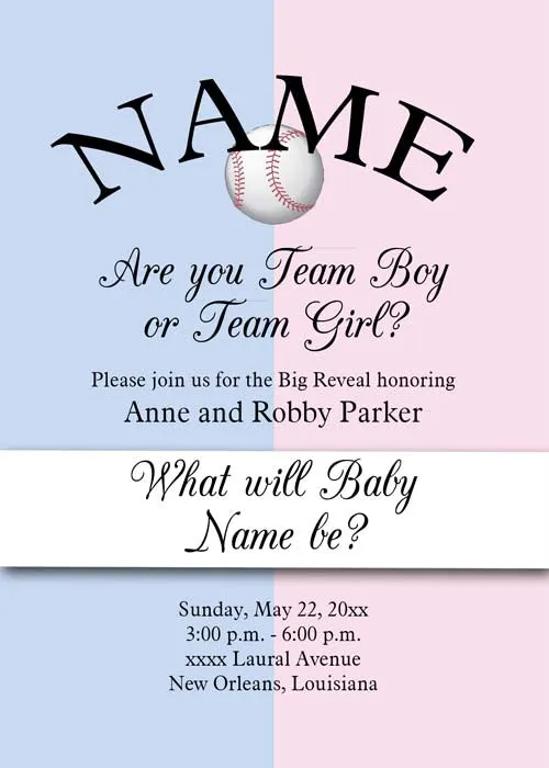 GENDER REVEAL PINK AND BLUE SPORTS BALLS CUSTOM INVITATION