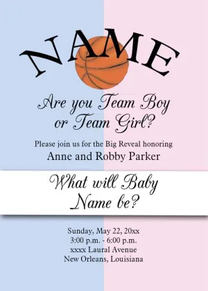 GENDER REVEAL PINK AND BLUE SPORTS BALLS CUSTOM INVITATION