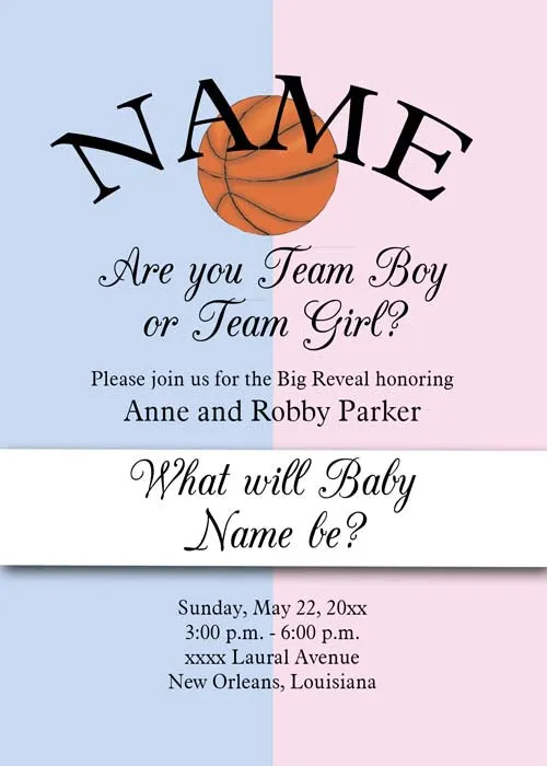 GENDER REVEAL PINK AND BLUE SPORTS BALLS CUSTOM INVITATION