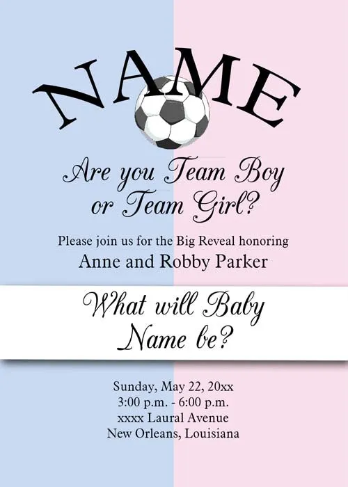 GENDER REVEAL PINK AND BLUE SPORTS BALLS CUSTOM INVITATION