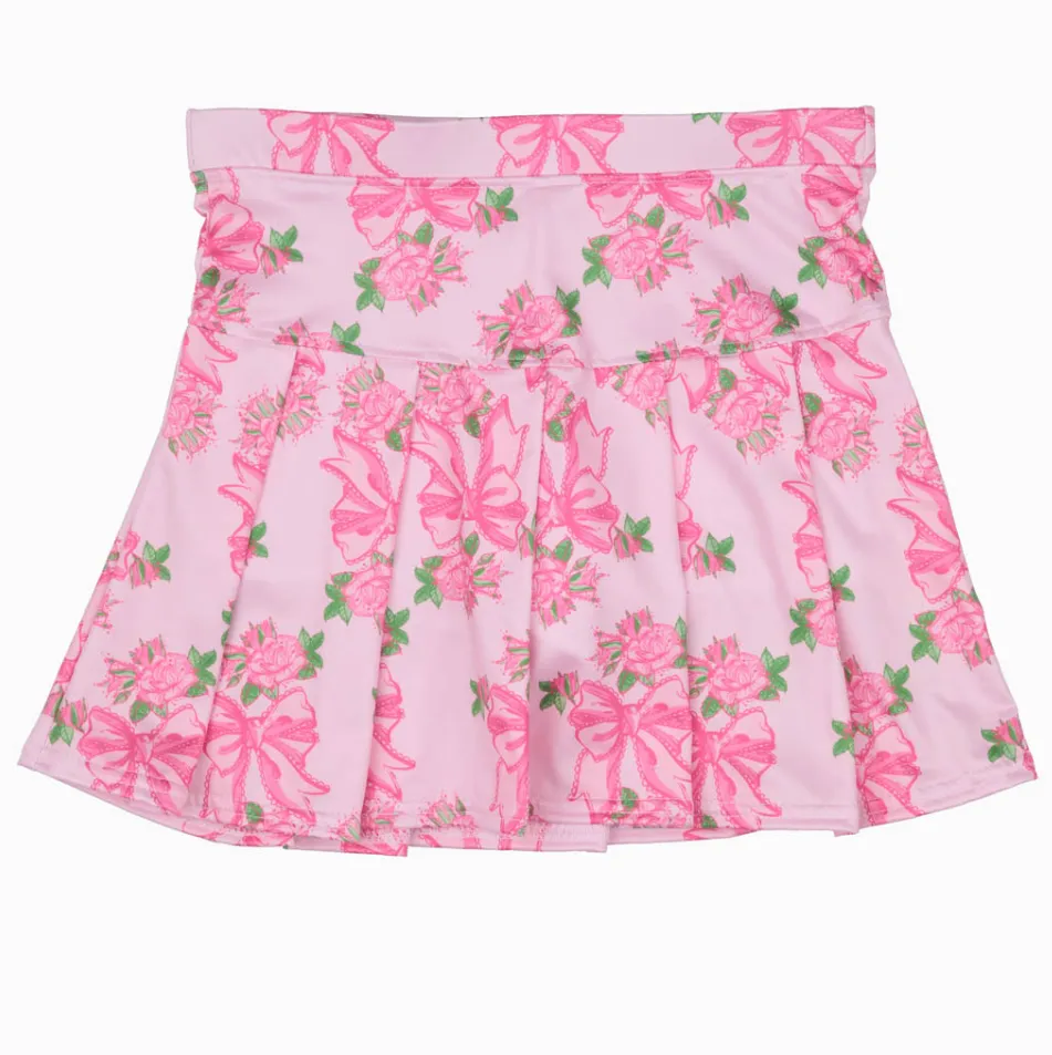 Girls Tennis Skirt - Pink Bows