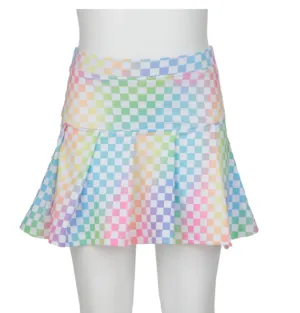Girls Tennis Skort - Check Pastel