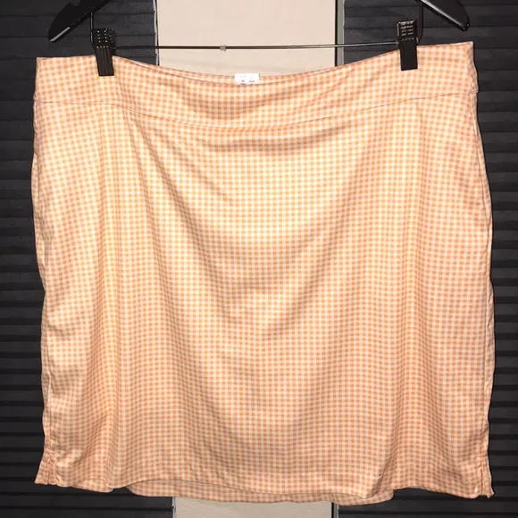 Greg Norman Play Dry Gingham Golf Skort Orange
