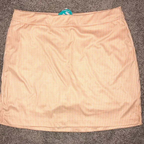 Greg Norman Play Dry Gingham Golf Skort Orange