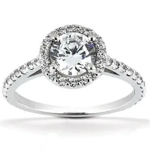 Halo Natural Earth Mined Diamond Women Engagement Ring White Gold 1.66 Carats