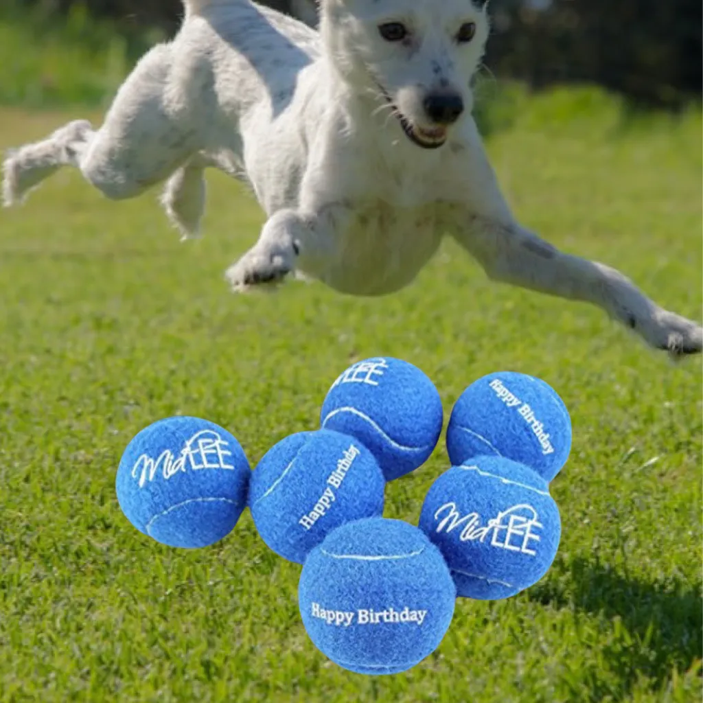 Happy Birthday Tennis Balls - Blue