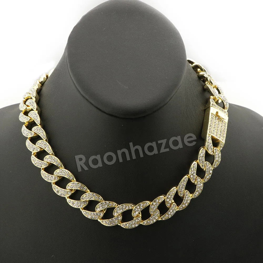 Hip Hop Quavo Jesus Face Miami Cuban Choker Tennis Chain Necklace L29