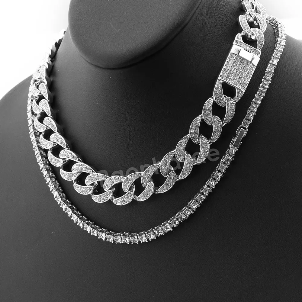 Hip Hop Quavo Jesus Face Miami Cuban Choker Tennis Chain Necklace L29