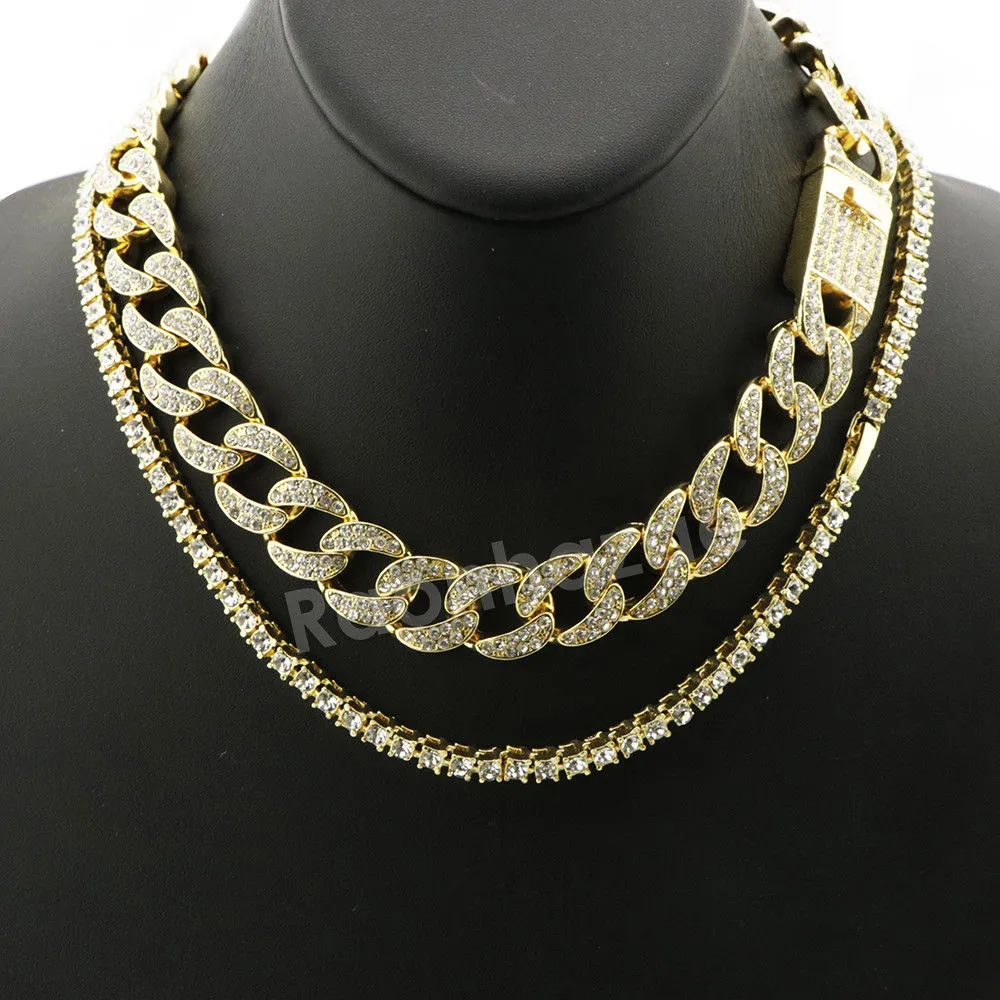 Hip Hop Quavo Jesus Face Miami Cuban Choker Tennis Chain Necklace L29