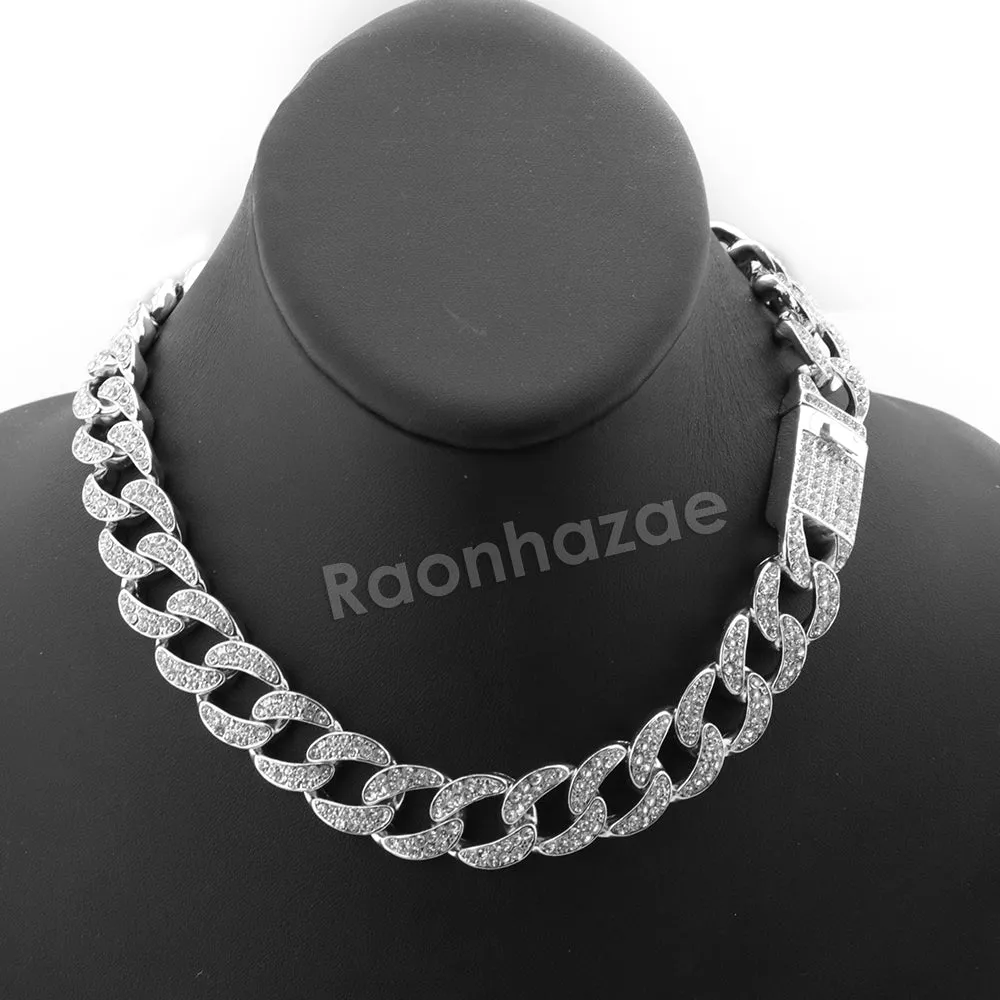 Hip Hop Quavo Jesus Face Miami Cuban Choker Tennis Chain Necklace L29