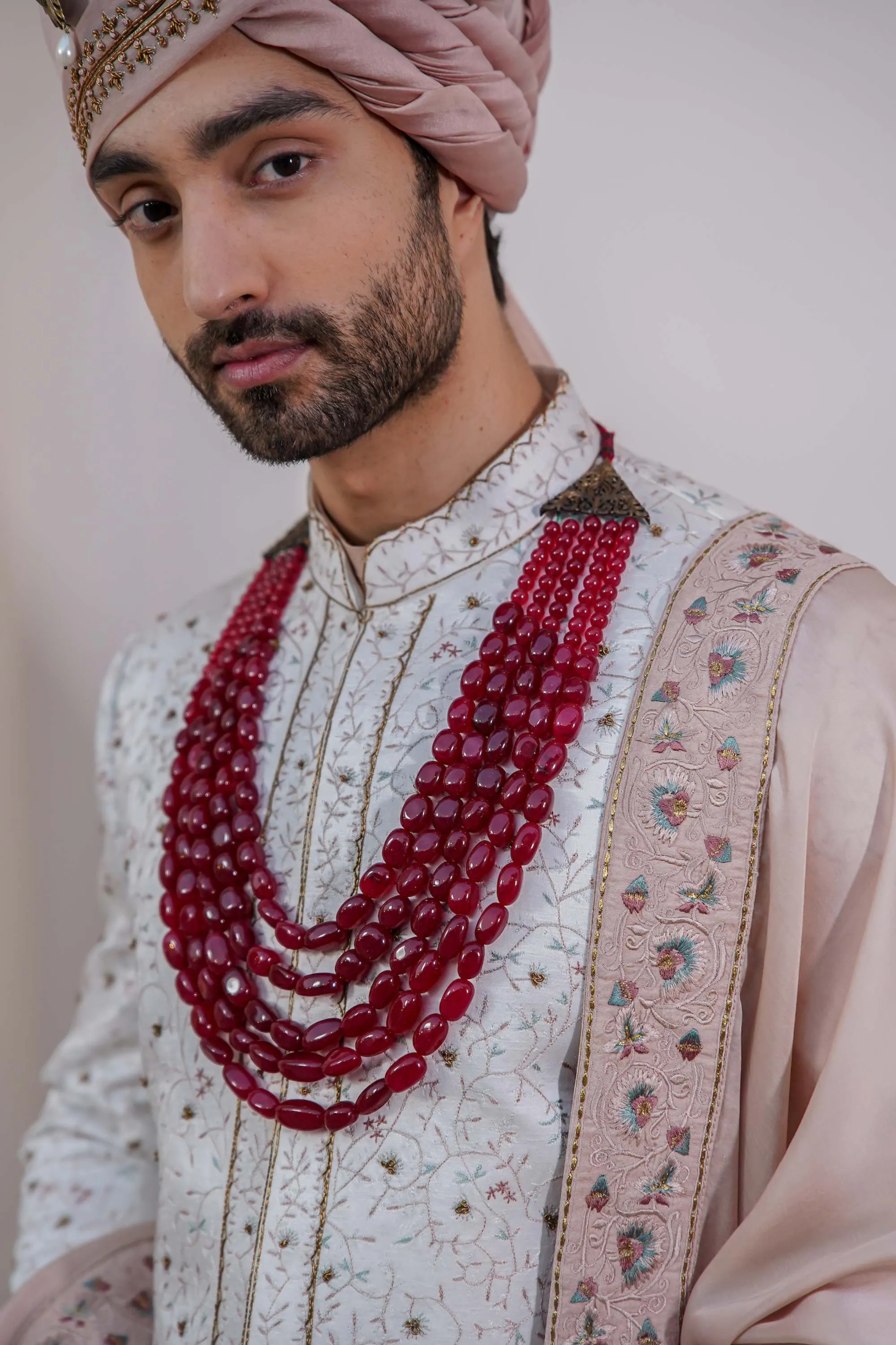 Ivory Embroidered Sherwani Set