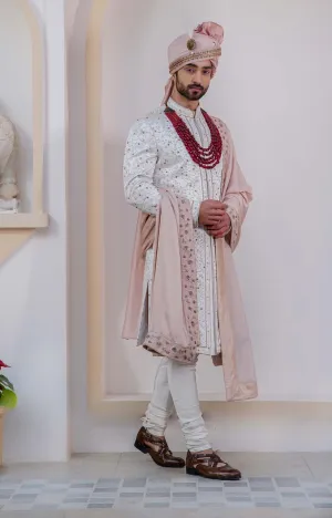 Ivory Embroidered Sherwani Set