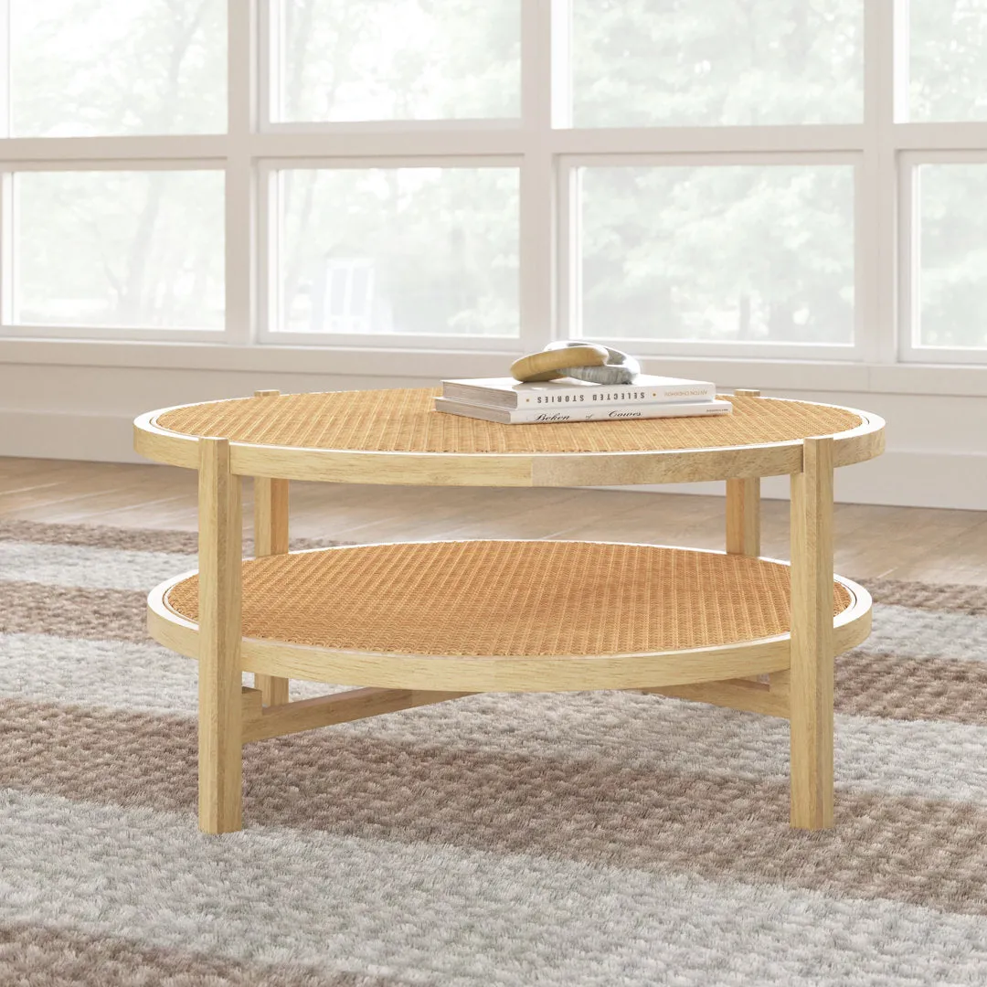 IzabellaI Solid Wood Coffee Table with Storage Sand & Stable™ Table Base Color: Natural