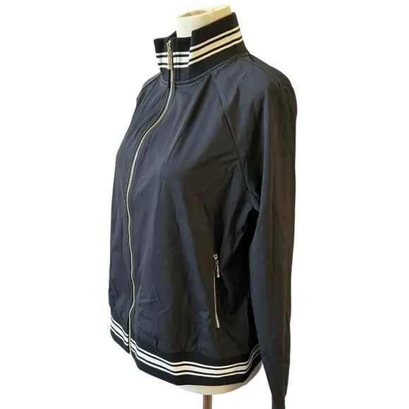 J MCLAUGHLIN ELETTRA FULL ZIP JACKET NYLON BLEND VARSITY STRIPES ATHLETIC M