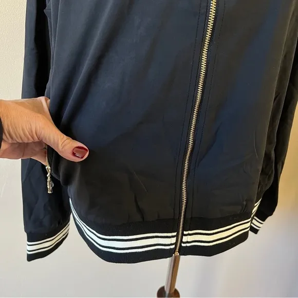 J MCLAUGHLIN ELETTRA FULL ZIP JACKET NYLON BLEND VARSITY STRIPES ATHLETIC M