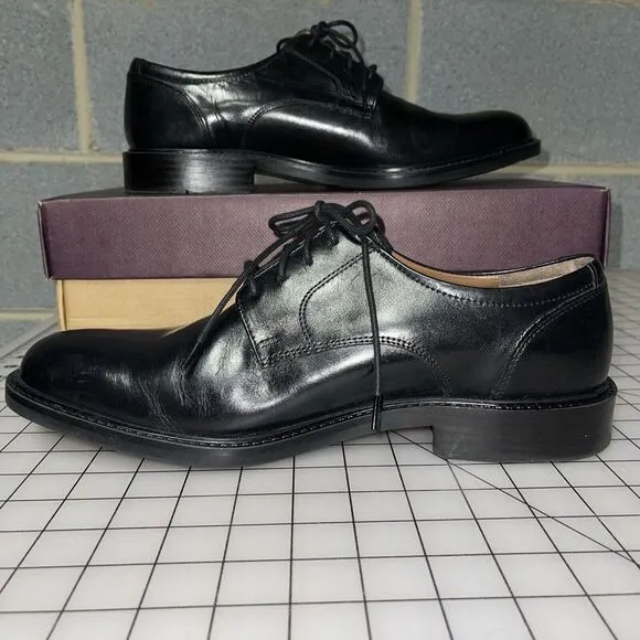 Johnston &amp; Murphy Tabor Black Calfskin Dress Plain‎ Toe Oxford Shoes 11 M EUC