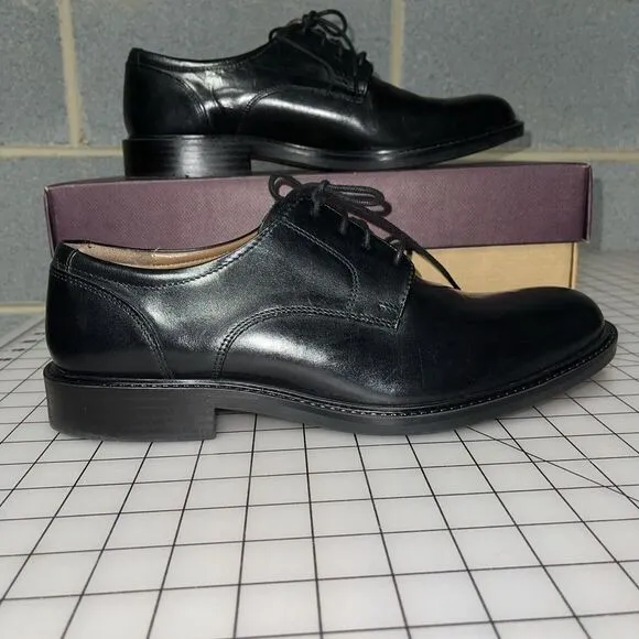 Johnston &amp; Murphy Tabor Black Calfskin Dress Plain‎ Toe Oxford Shoes 11 M EUC