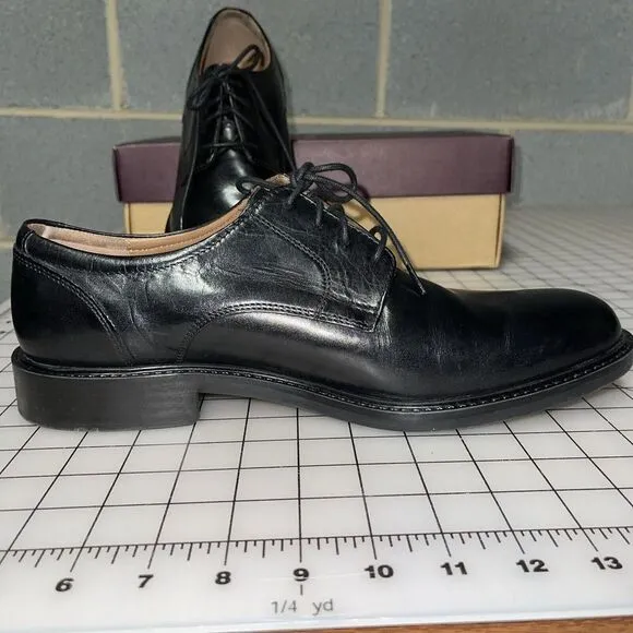 Johnston &amp; Murphy Tabor Black Calfskin Dress Plain‎ Toe Oxford Shoes 11 M EUC