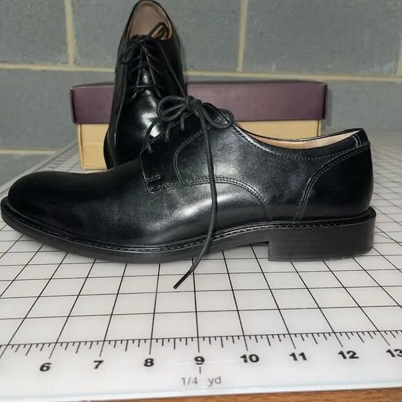 Johnston &amp; Murphy Tabor Black Calfskin Dress Plain‎ Toe Oxford Shoes 11 M EUC