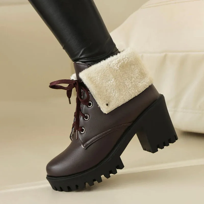 Lace Up Block Heel Chunky Shoes