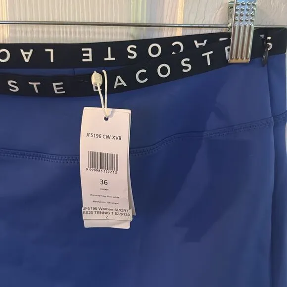 Lacoste Women's Tennis Sport Skirt Elastic Waistband Blue Size 4 NWT