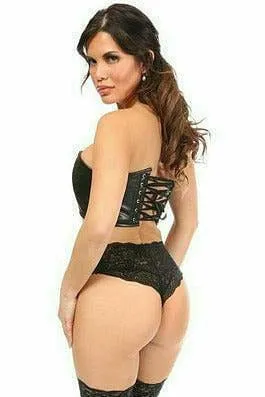 Lavish Black Faux Leather Short Bustier Top