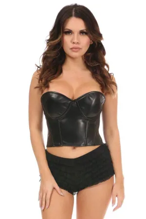Lavish Faux Leather Underwire Bustier