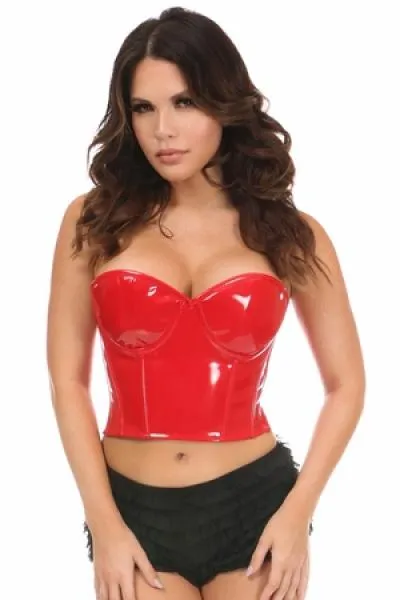 Lavish Patent PVC Underwire Bustier - Red -