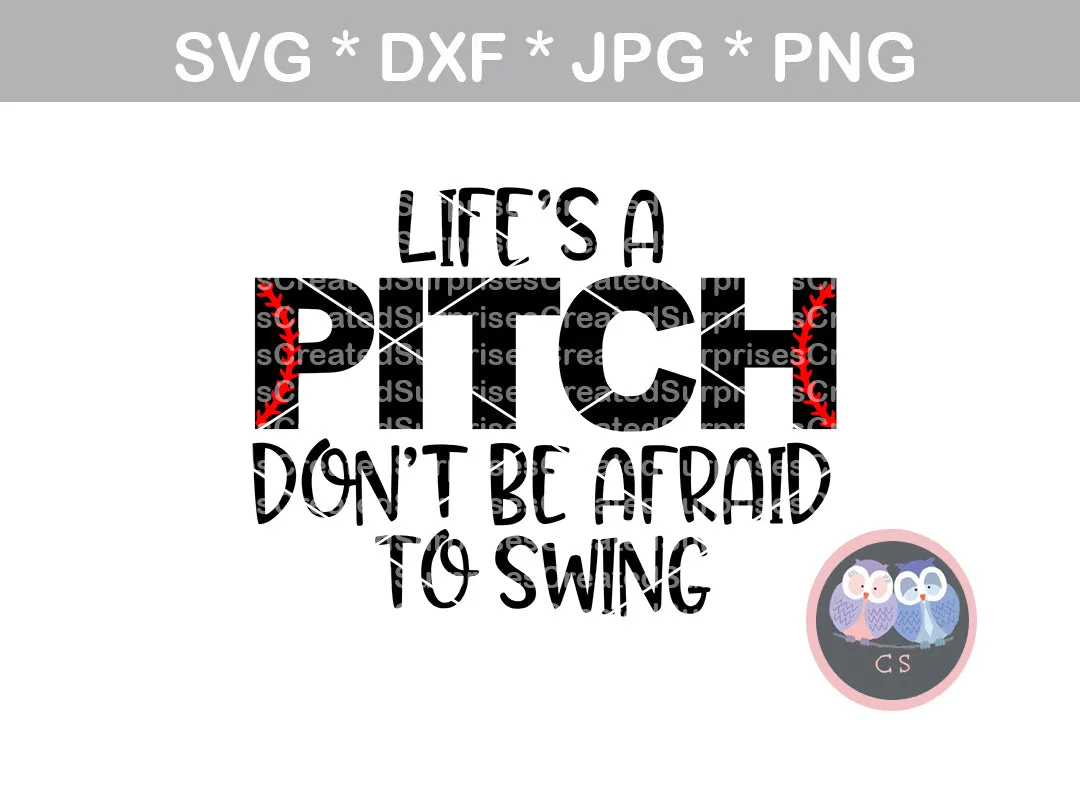 Lifes A Pitch, Baseball, laces, ball, digital download, SVG, DXF, cut file, personal, commercial, use with Silhouette Cameo, Cricut and Die Cutting Machines