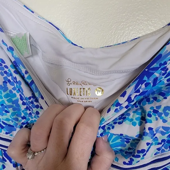 Lilly Pulitzer luxletic Dara shell me 13&quot; tennis skort blue size medium