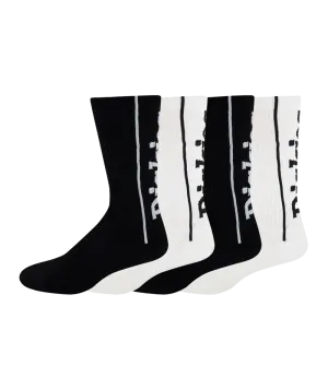 Logo Print Socks, Size 6-12, 4-Pack - Black/White Logo Print