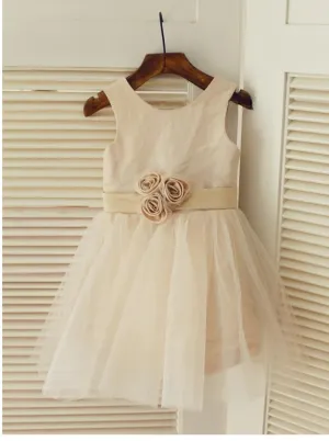 Long Tulle Princess Scoop Sleeveless Flower Girl Dresses