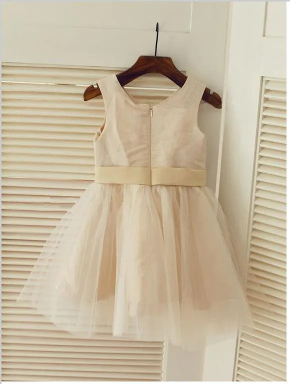 Long Tulle Princess Scoop Sleeveless Flower Girl Dresses