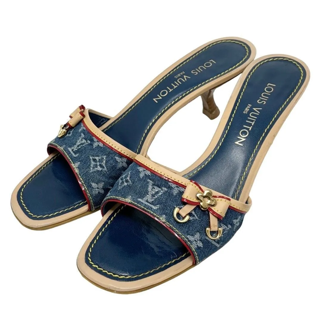 Louis Vuitton Blue Denim Kitten Heels