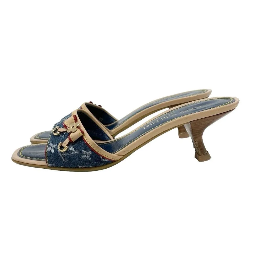 Louis Vuitton Blue Denim Kitten Heels