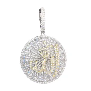Medallion Allah Arabic Muslim God Icy Gold Tone Islamic Pendant