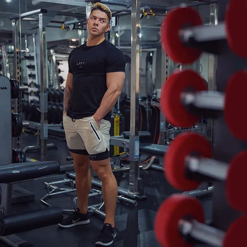 Men Double-deck Quick Dry Gym Shorts