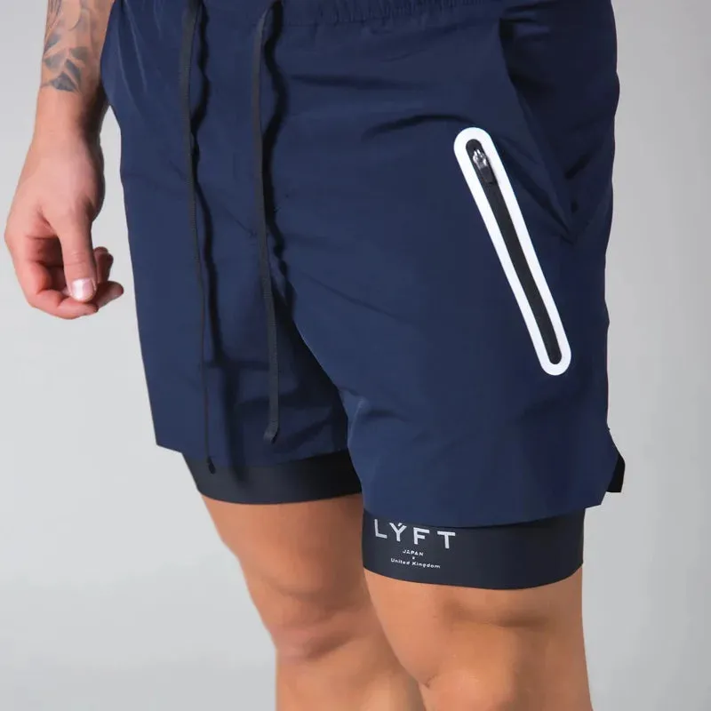 Men Double-deck Quick Dry Gym Shorts