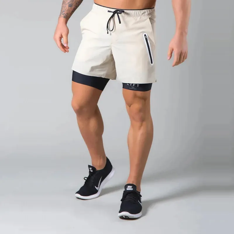 Men Double-deck Quick Dry Gym Shorts