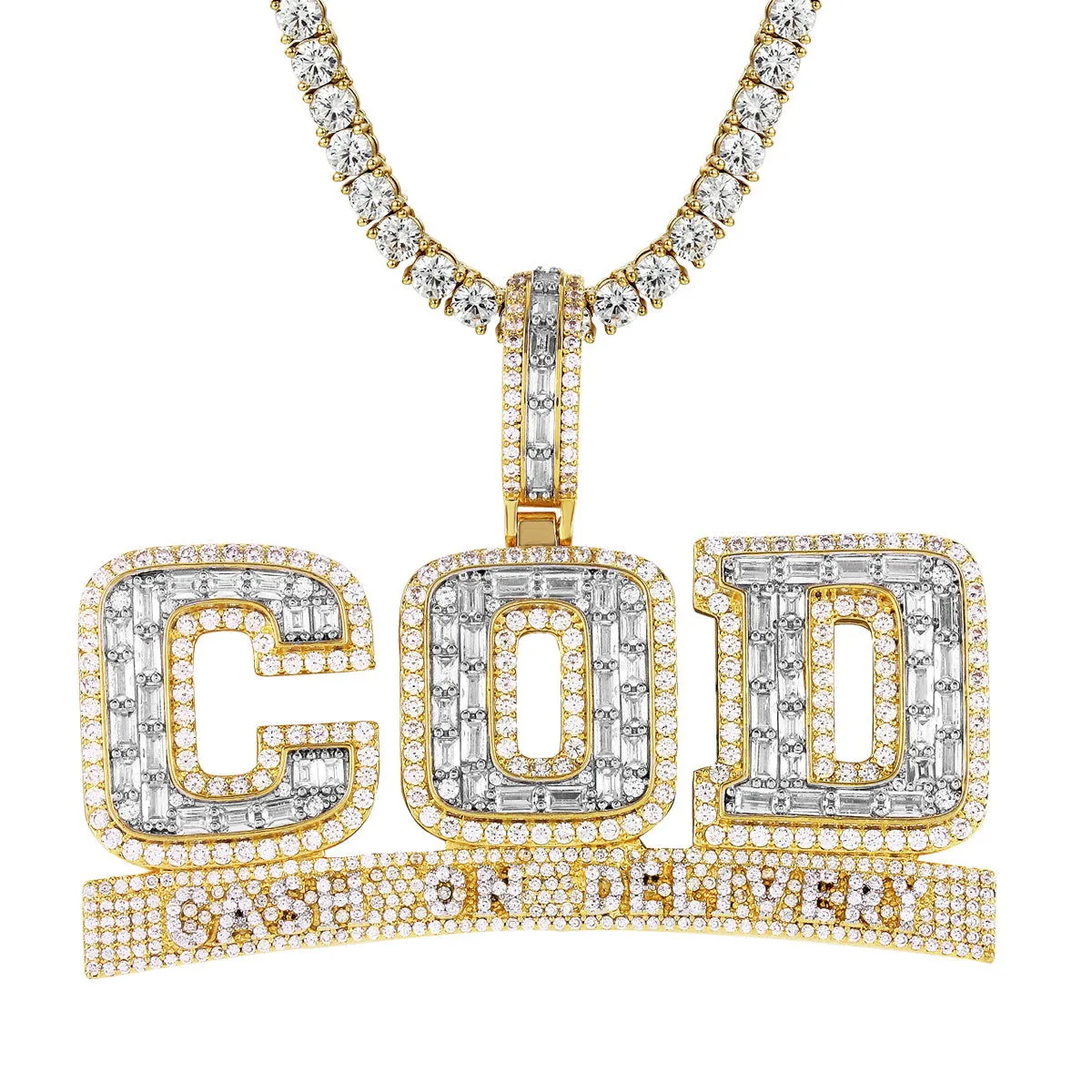Mens Cash on Delivery Icy Hip Hop Custom Pendant Chain