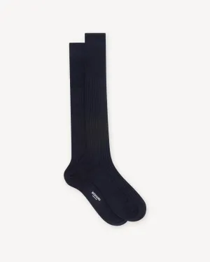 Navy Wool Knee High Socks