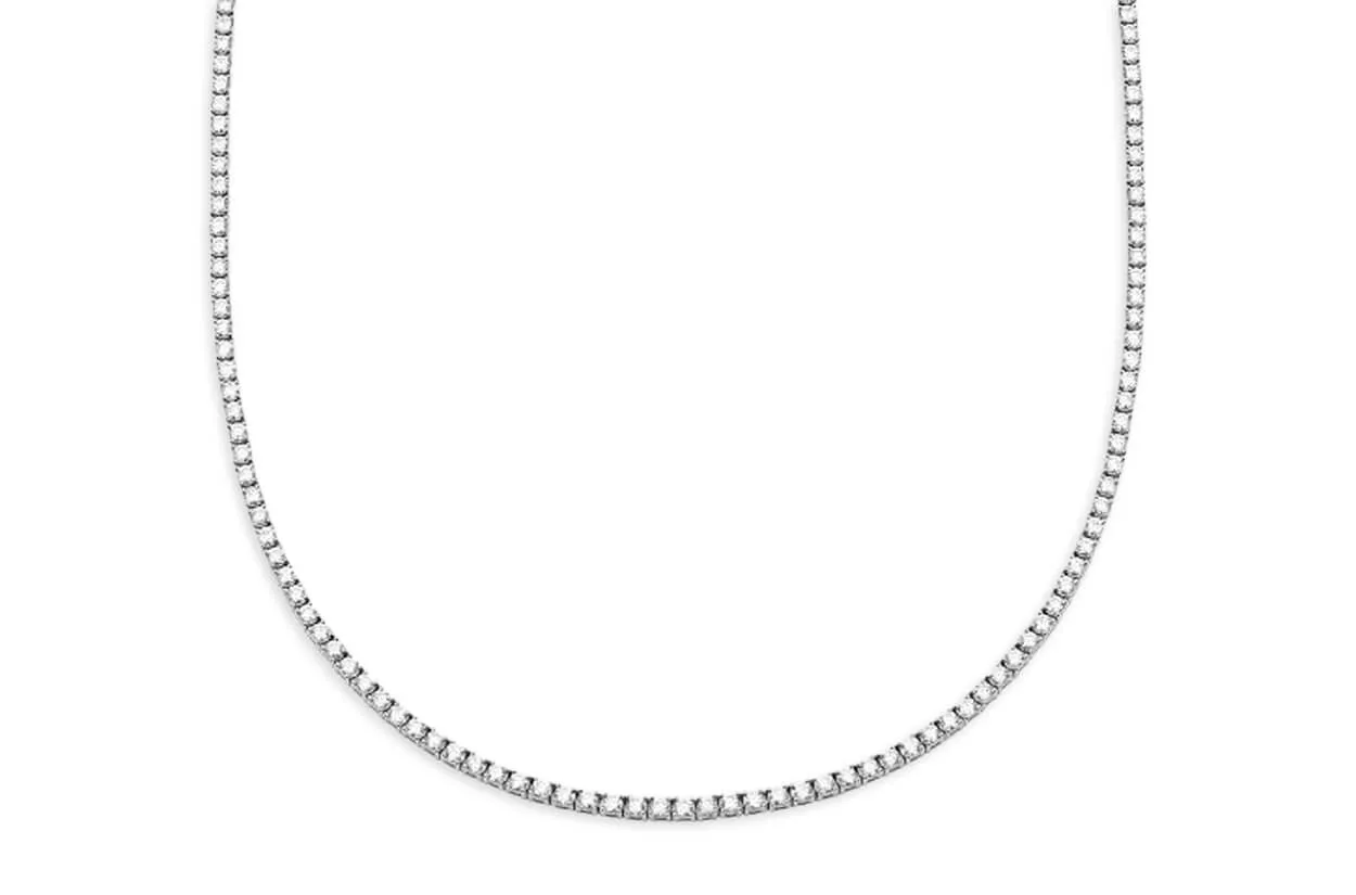 Necklace 14kt Gold Round Diamonds 5.50 cts Tennis