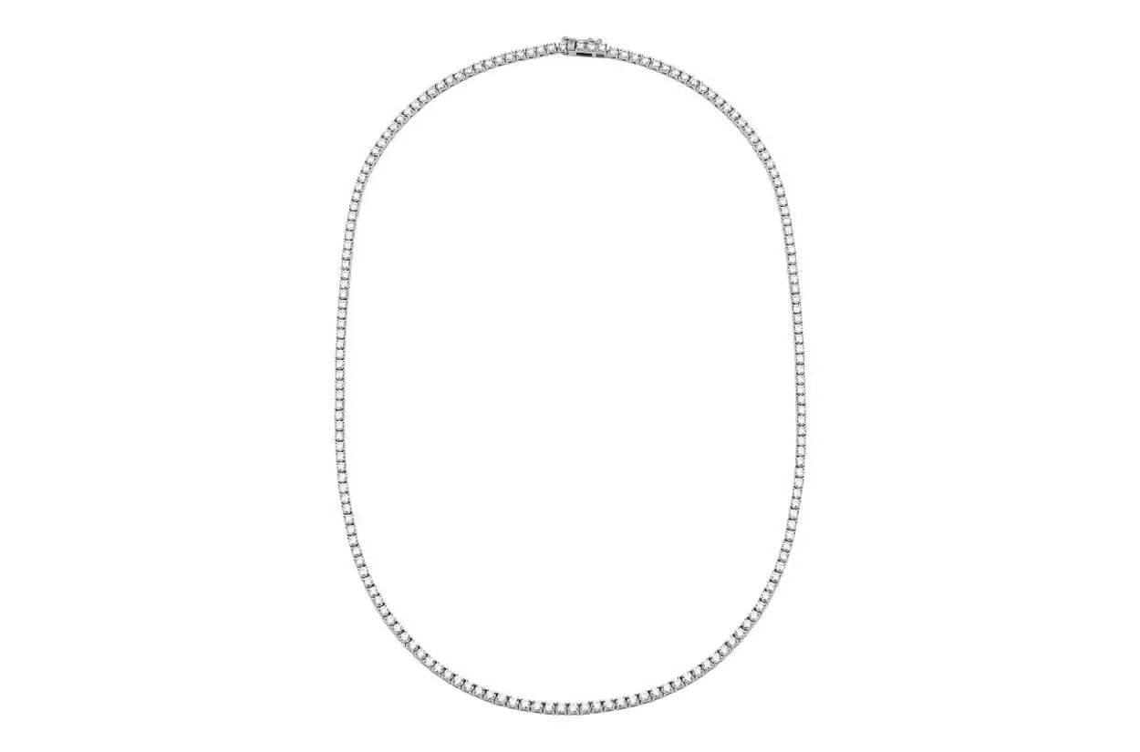 Necklace 14kt Gold Round Diamonds 5.50 cts Tennis